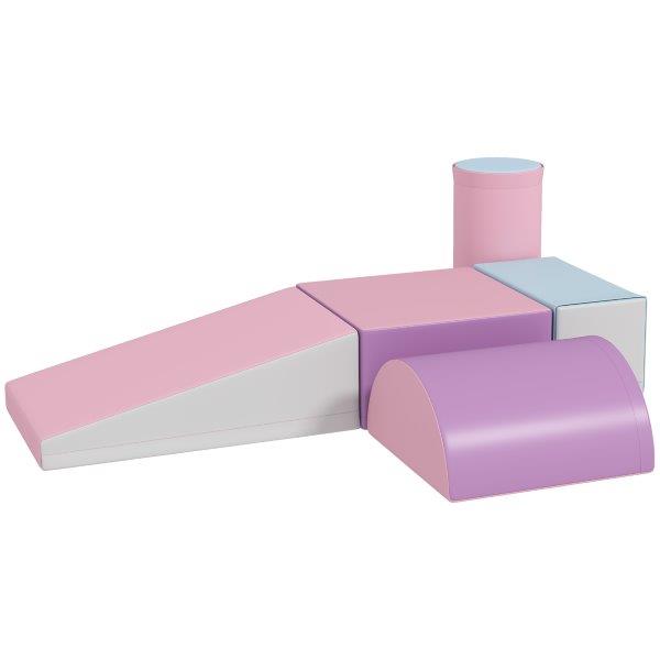 Minkštų putplasčio statybinių kaladėlių rinkinys su dirbtine oda 5 vnt.